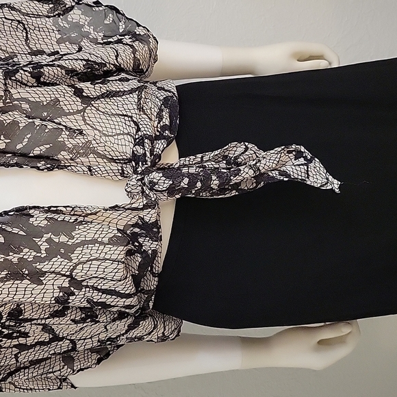 3/$30 Collective CONCEPTS Fairycore Chiffon Bow Tie Cover-up Top - Picture 4 of 9